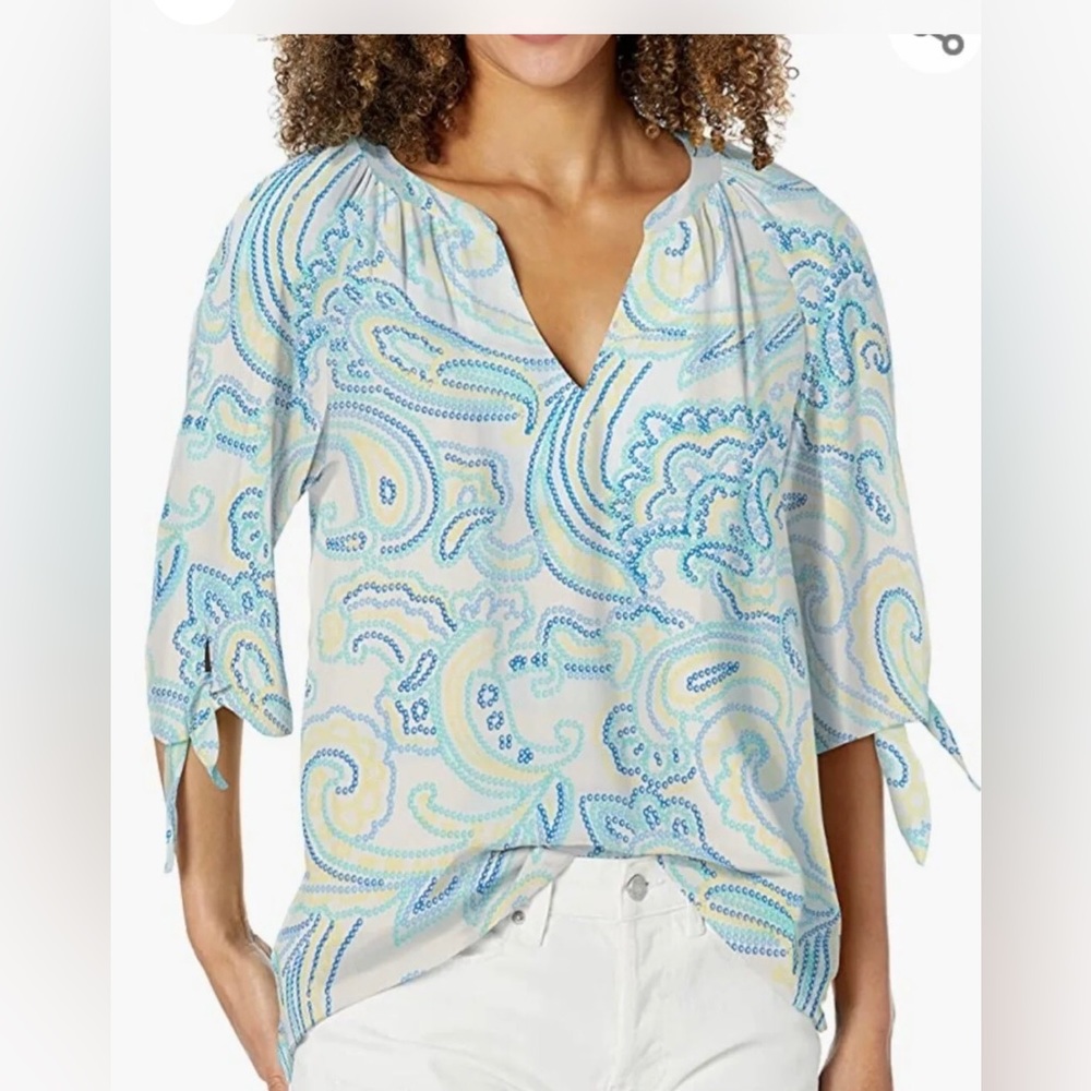 PAPPAGALLO Womens Eliza Tunic Top Size Large Lightweight Polyester New